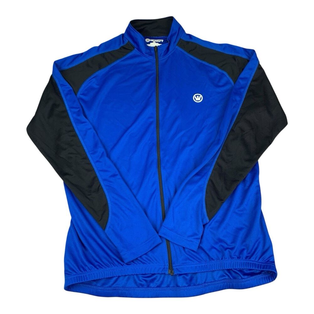 Canari Men's Cycling Top Blue Full Zip Long Sleeves Back Pockets Size XL